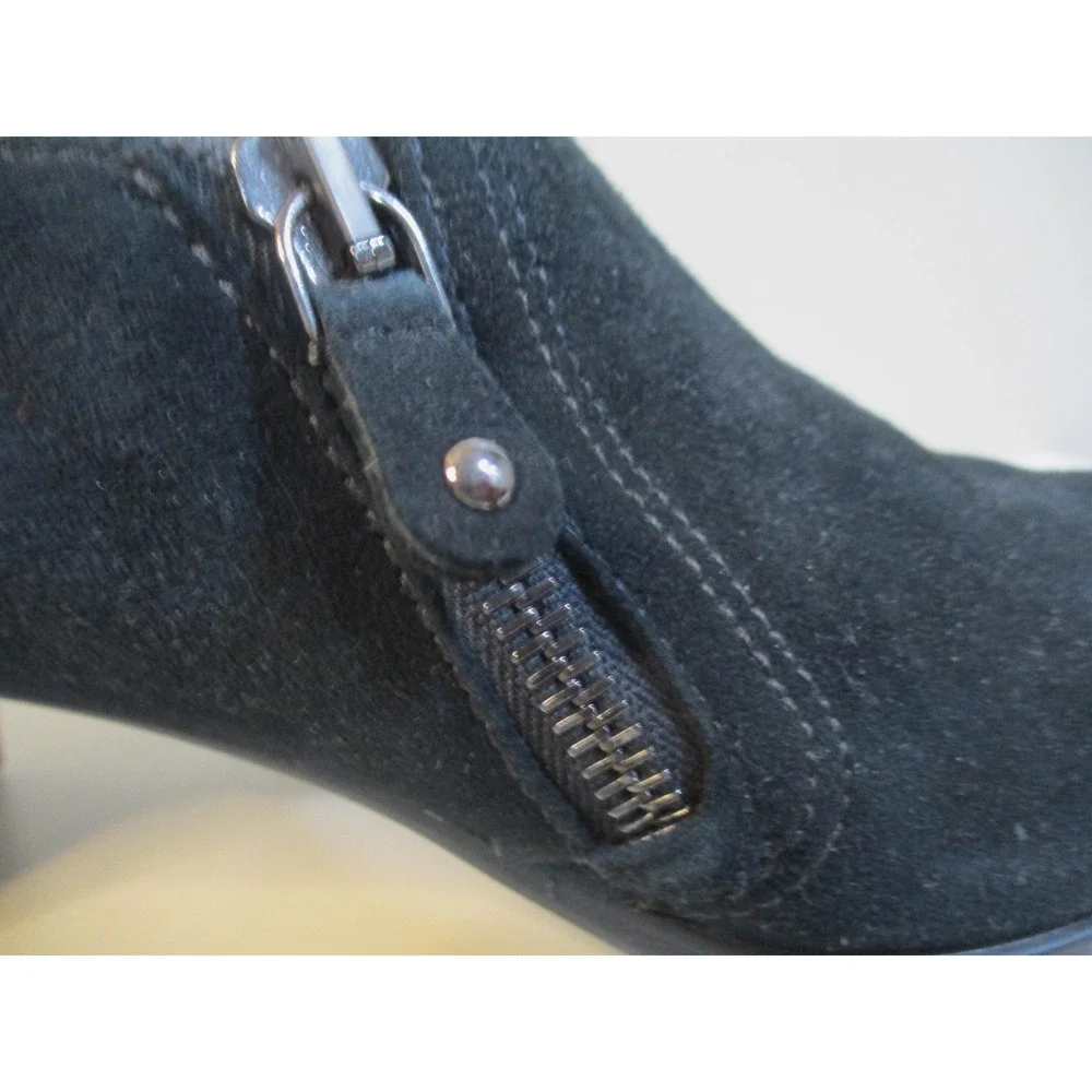 Munro American Black Suede Side Zip Block Heel Booties Womens 8.5 N M210586K